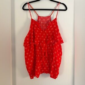 Red Patterned Women's Top, Fits like an XL